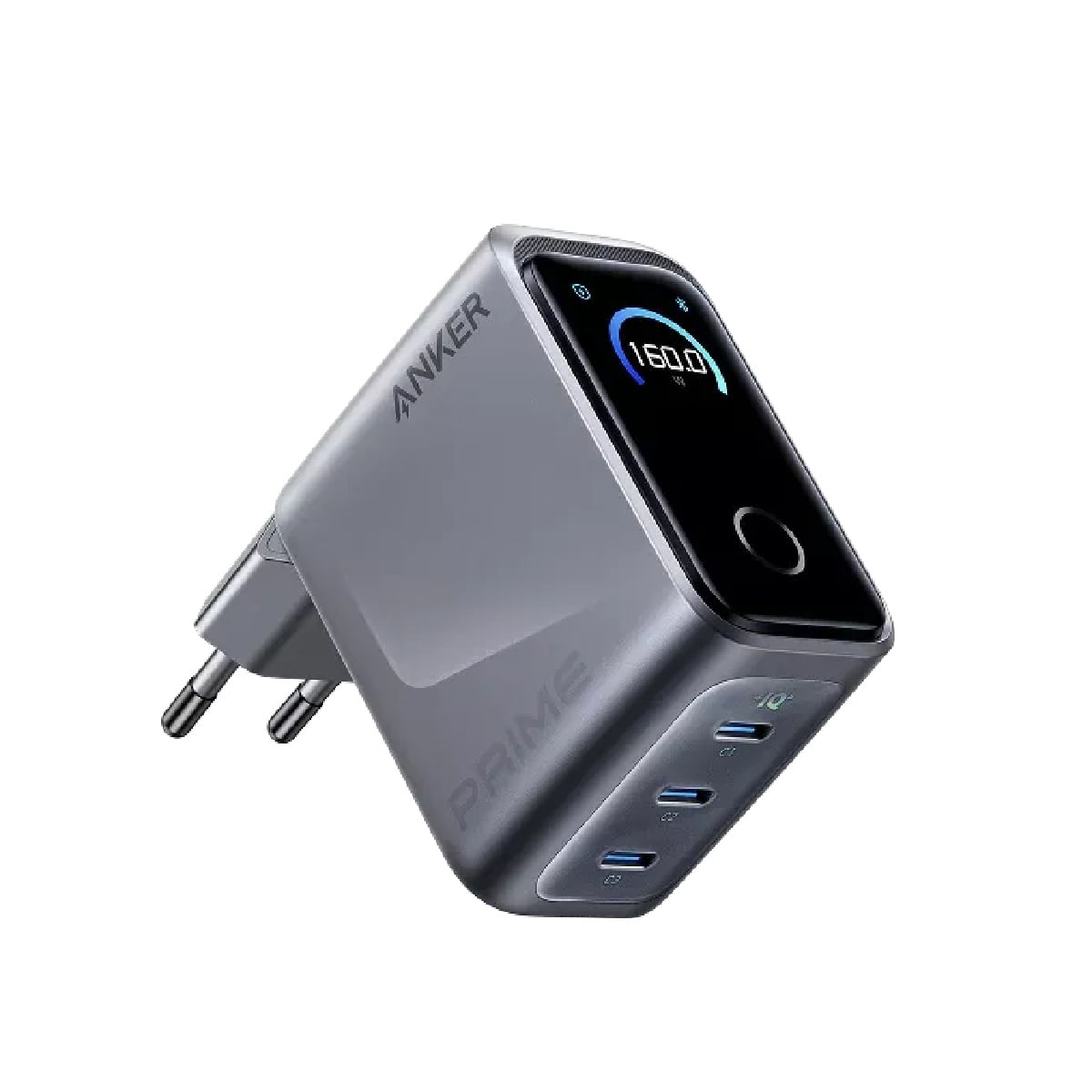 Anker Prime Incarcator Retea 160W 3x USB-C Smart Display Gri