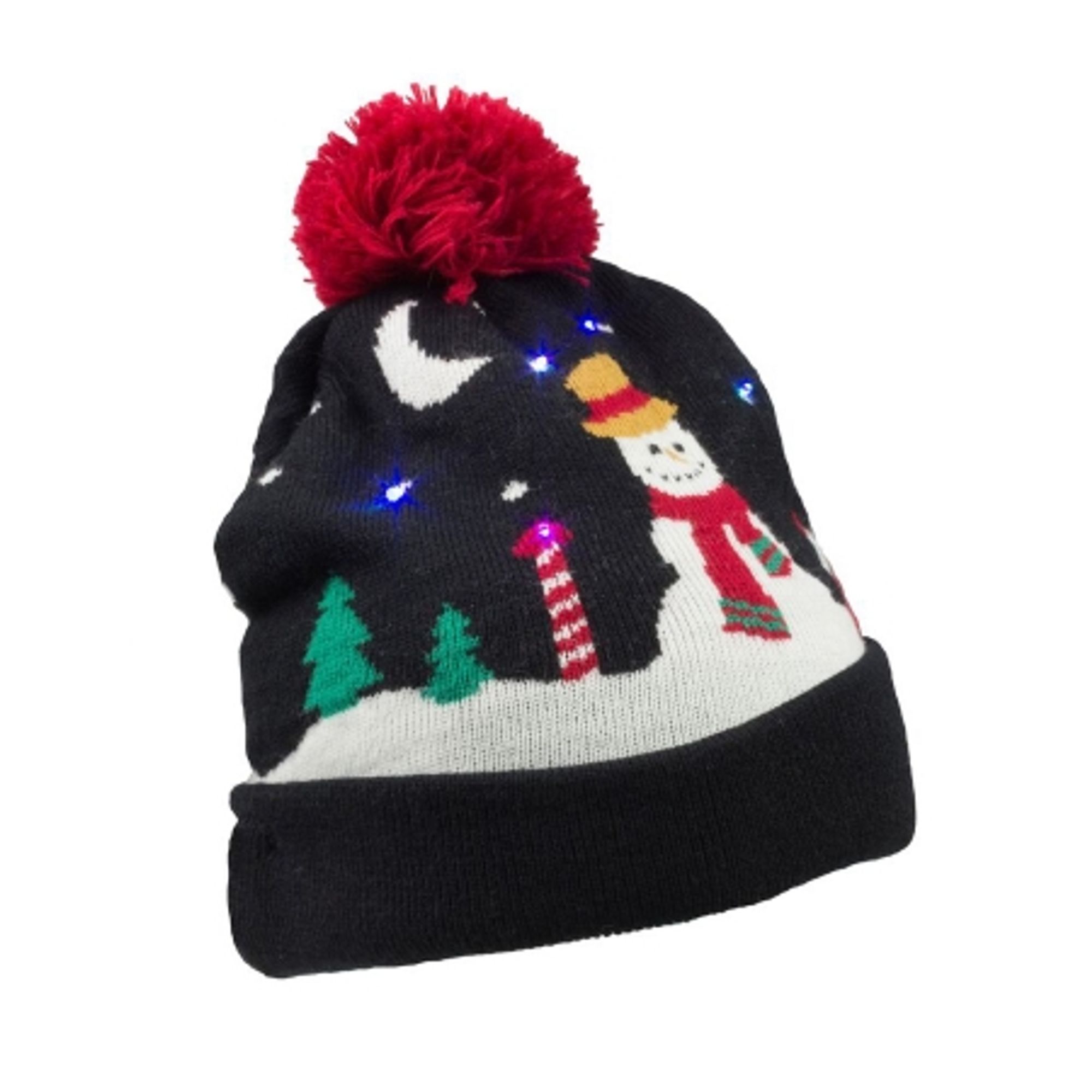 Kitsound Caciula Cu Led Uri Colorate Snowman Negru F64 Studio